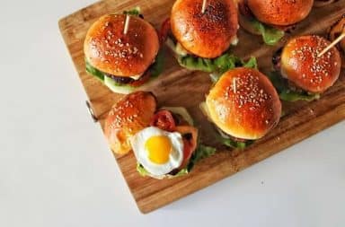 Tray of cheeseburger sliders