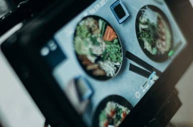 Food being filmed on video for social media team