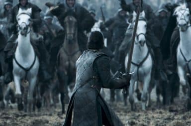 Game of Thrones battle - horses and man with sword