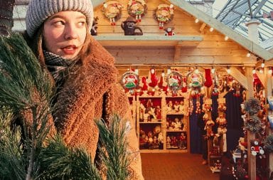 woman in a christmas market