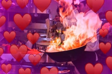 fire and hearts in the kitchen