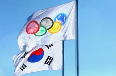 South Korea Olympics flags with condoms