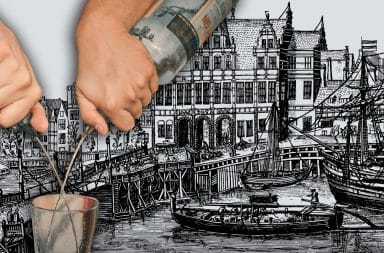 bartender pouring drinks in a harbor
