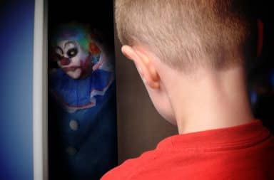 Scary clown in kids room closet