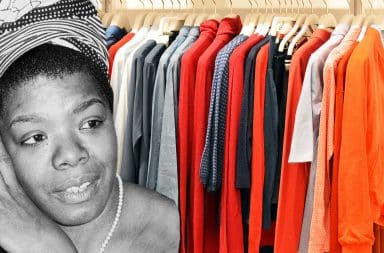 maya Angelou at the clothes store