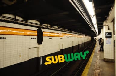 NYC Subway Restaurant ad in the subway tunnel