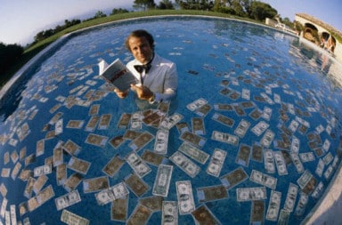 Swimming pool full of money