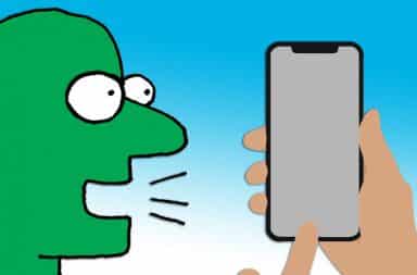 cartoon of face and app for chatting