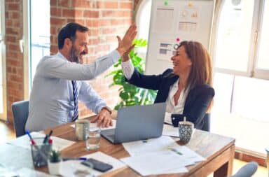 High five in an office