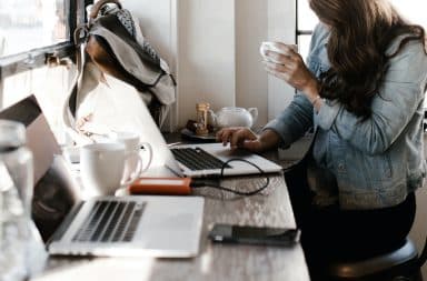 woman laptop coffee