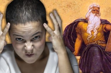 woman annoyed at zeus, the god